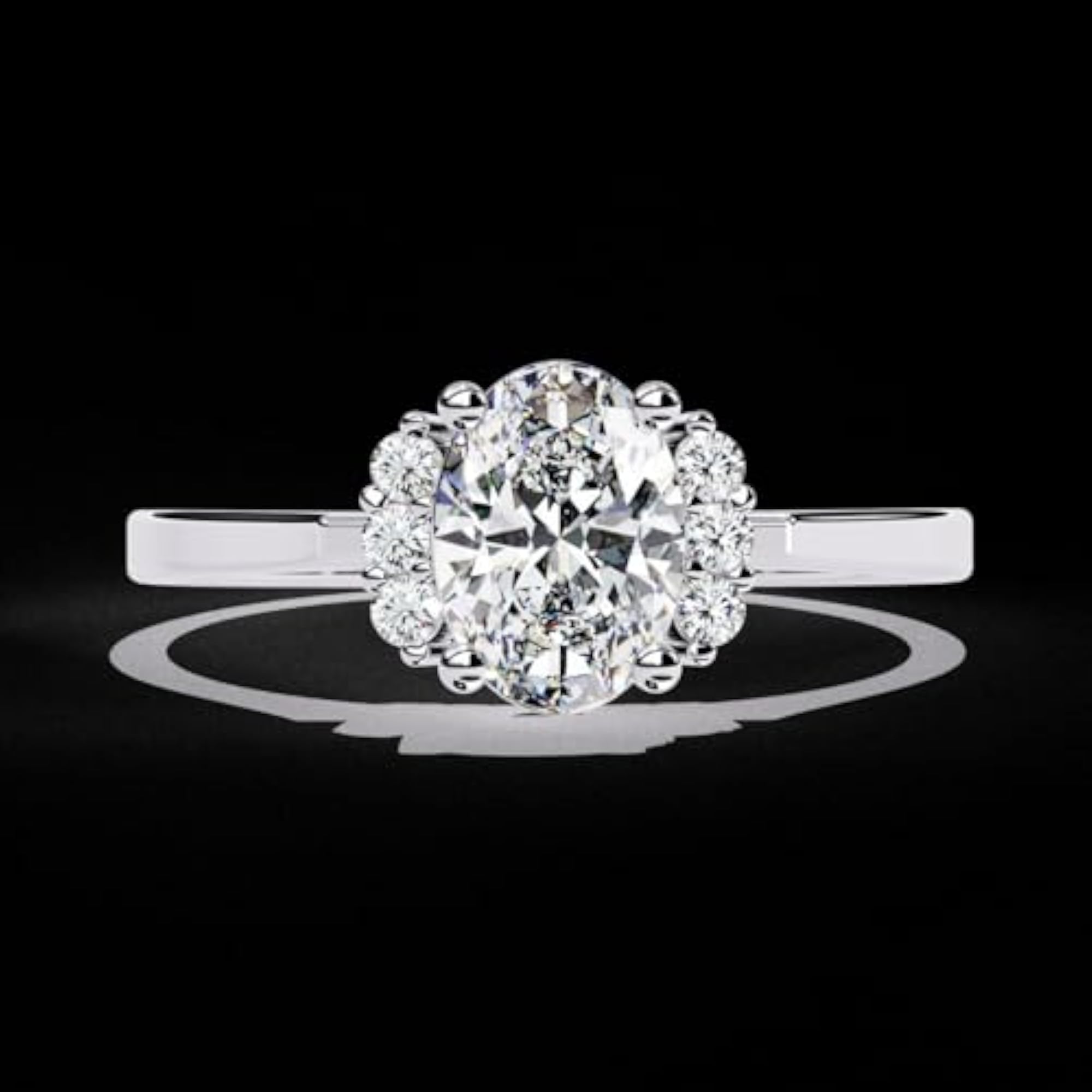 Women's 14K White Gold Plated CZ Solitaire Engagement Ring